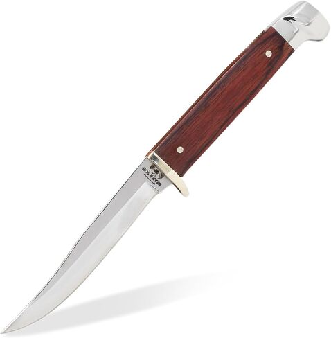 Bear & Son 263R Rosewood Small Hunter Fixed Blade Knife with Leather Sheath – Clip Point High Carbon Stainless Steel Blade, Full Tang Build, Nickel Silver Bolsters, Lightweight Hunting EDC Carry in Kuwait