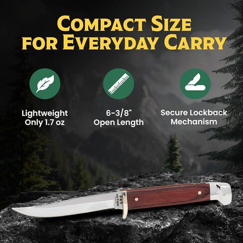 Bear & Son 263R Rosewood Small Hunter Fixed Blade Knife with Leather Sheath – Clip Point High Carbon Stainless Steel Blade, Full Tang Build, Nickel Silver Bolsters, Lightweight Hunting EDC Carry in Kuwait