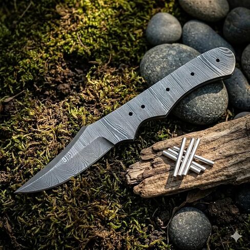 دمشق الصلب شفرة فارغة سكين صنع توريد المواد 8 "اليدوية كامل تانغ الصيد السلخ Bushcraft سكينر Edc السكاكين شفرة الفراغات لتقوم بها بنفسك JNR-3754 in Kuwait