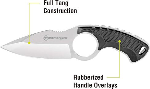 Kilimanjaro 910106 Men's Stretta Tactical Neck Knife - with 6.4-inch overall length, 8Cr13MoV Stainless Steel 3.2-inch Blade, Formed Sheath and carry chained included in Saudi Arabia