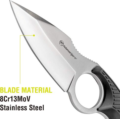 Kilimanjaro 910106 Men's Stretta Tactical Neck Knife - with 6.4-inch overall length, 8Cr13MoV Stainless Steel 3.2-inch Blade, Formed Sheath and carry chained included in Saudi Arabia