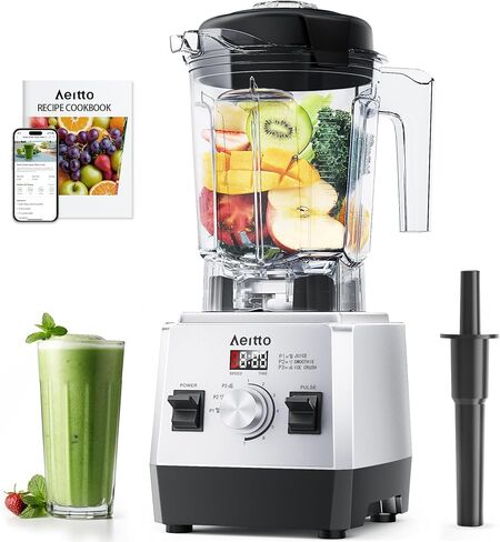 Aeitto Blenders for Kitchen with 68Oz. Large Capacity, 1800W Max Power Smoothie Blender, 3 Preset Programs & 7 Speeds, Professional Countertop Blender for Smoothies, Ice Crush, Silver in Saudi Arabia
