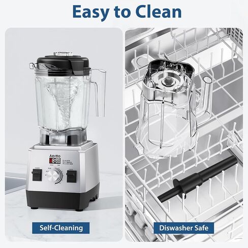 Aeitto Blenders for Kitchen with 68Oz. Large Capacity, 1800W Max Power Smoothie Blender, 3 Preset Programs & 7 Speeds, Professional Countertop Blender for Smoothies, Ice Crush, Silver in Saudi Arabia