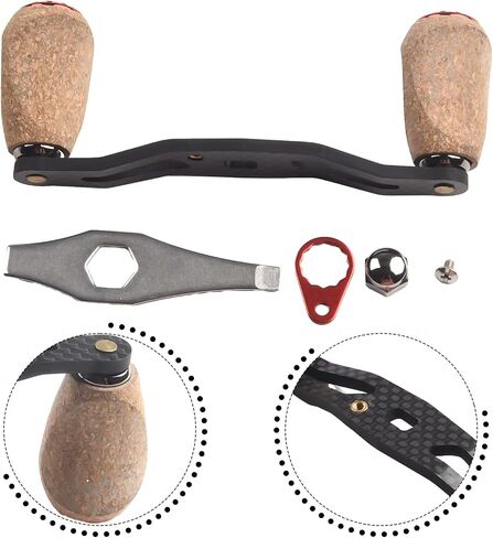 Carbon Fiber Baitcasting Reel Handle with Cork Knob, 120mm Lightweight for Replacement for Fishing Trolling Reels, Left or Right Hand, Black in Saudi Arabia