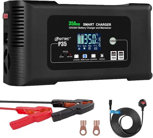 Battery Charger, Smart 0-18A 36V/48V Trickle Charger, Portable Car Battery Charger with 9 Stages of Charging for LiFePO4, Lead-Acid, and Lithium Batteries, with Battery Repair Function in Kuwait