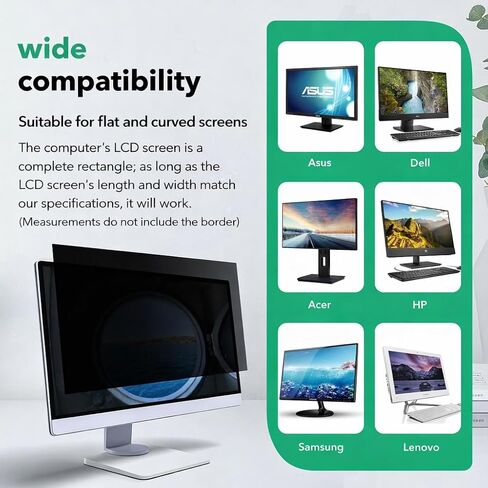 23.8 inch Computer Privacy Screen Filter for 16:9 Aspect Ratio Widescreen Monitor,23.8in Curved Computer Monitor Privacy Shield Anti Glare Eye Protection, Anti-Scratch Removable Protector Film in Saudi Arabia