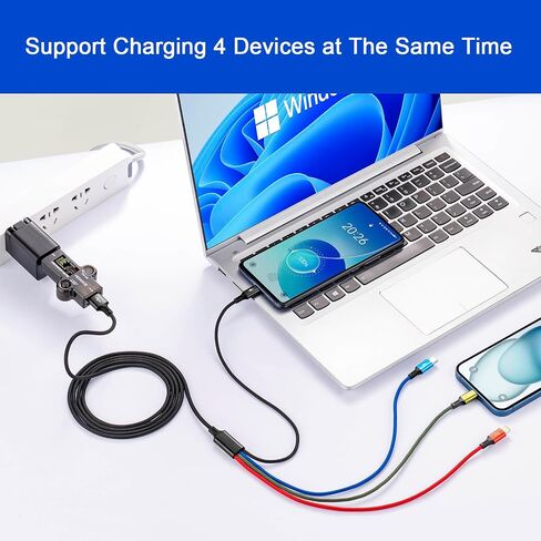 Multi Charging Cable,4 in 1 Braided Multiple Charger Cord, 2Pack 6Ft in Kuwait