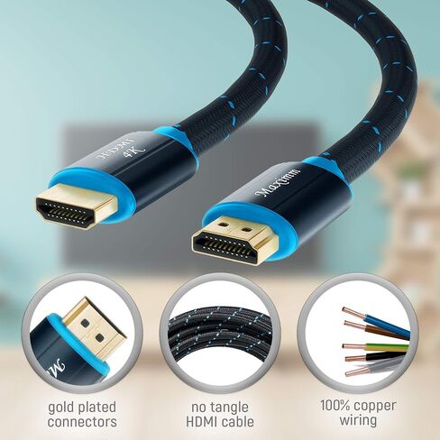 Maximm HDMI Cable 4K 2 Ft, 20-Pack, Braided, 18 Gbps, Gold-Plated in Saudi Arabia