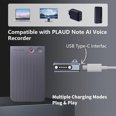 Aliwisdom [2-Pack] Portable Charger Adapter Magnetic Compatible with PLAUD Note Pro & Note AI Voice Recorder, USB Type-C to Plaid Charger Adapter Replacement Charging Docks with Anti-Loss Lanyard in Kuwait