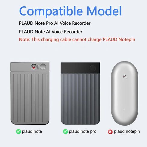 Aliwisdom [2-Pack] Portable Charger Adapter Magnetic Compatible with PLAUD Note Pro & Note AI Voice Recorder, USB Type-C to Plaid Charger Adapter Replacement Charging Docks with Anti-Loss Lanyard in Kuwait