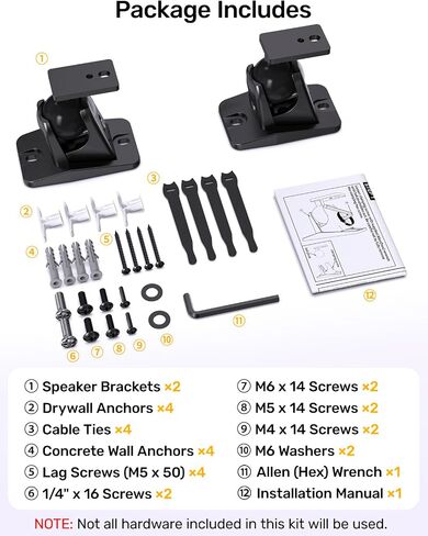 Universal Wall Mount Bracket for Rear and Surround Sound Speakers, 2 Pack in Kuwait
