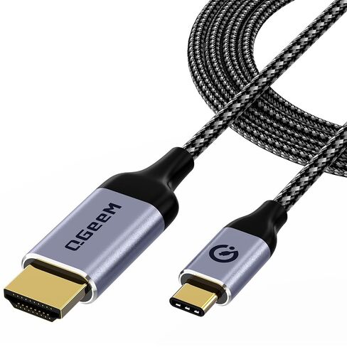 محول كابل QGeeM USB C إلى HDMI بطول 6 أقدام 4K، USB من النوع C إلى HDMI Thunderbolt 3/4/5 متوافق مع iPhone17/16/15 pro وGalaxy وMacBook Pro/air/neo وIPad pro وSurface وDell XPS وHP وThinkpad وPixelbook والمزيد in Kuwait