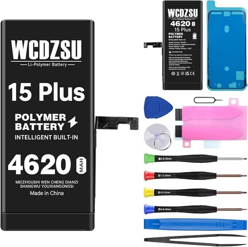 Battery Replacement for iPhone 15 Plus 4620mAh No Pop-up Unknown Part Warning New 0 Cycle High Capacity for iPhone 15 Plus with Repair Tool Kit Model A3094 A2847 A3093 A3096 in Saudi Arabia