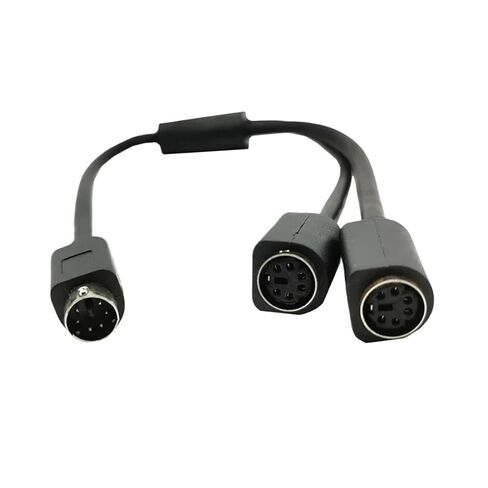 S-Video M1ni DIN 6-pin Splitter Y محول 1 ذكر 2 أنثى سلك 6pin PS/2 PS-2 بيانات إلى لوحة المفاتيح والواجهة in Kuwait