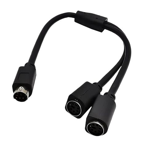 S-Video M1ni DIN 6-pin Splitter Y محول 1 ذكر 2 أنثى سلك 6pin PS/2 PS-2 بيانات إلى لوحة المفاتيح والواجهة in Kuwait