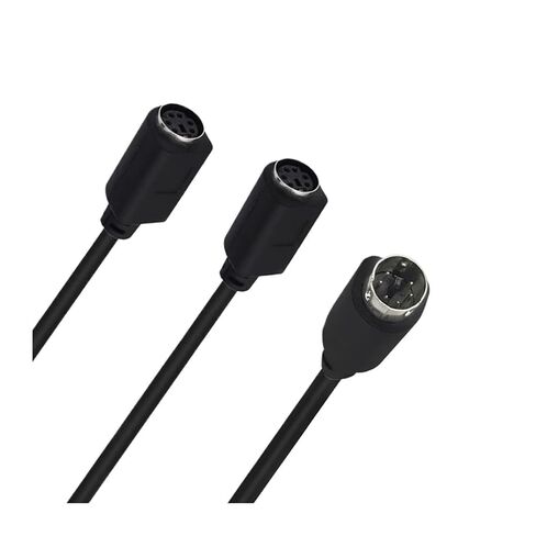 S-Video M1ni DIN 6-pin Splitter Y محول 1 ذكر 2 أنثى سلك 6pin PS/2 PS-2 بيانات إلى لوحة المفاتيح والواجهة in Kuwait