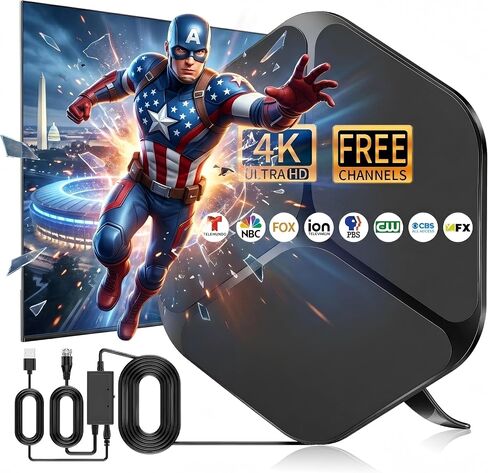 Indoor TV Antenna, 4K Ultra HD Free Channels with Amplifier in Saudi Arabia