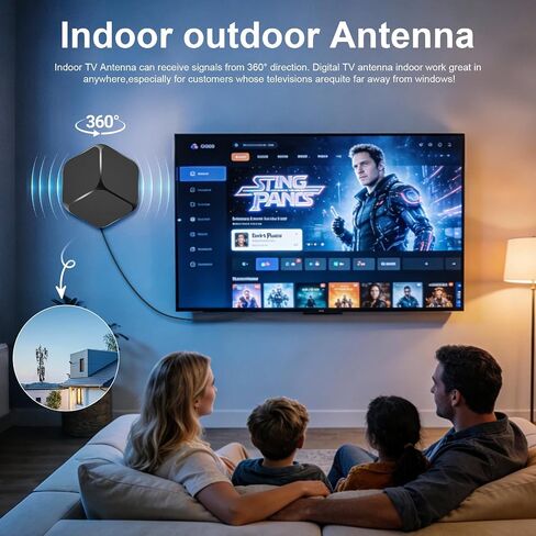 Indoor TV Antenna, 4K Ultra HD Free Channels with Amplifier in Saudi Arabia