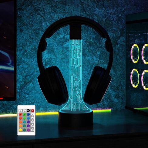 حامل سماعات الرأس المضيء من YuanDian للمكتب، حامل سماعات الألعاب RGB مع 16 لونًا لديكور غرفة الألعاب، هدايا رائعة للاعبين لصديقك (PCB) in Kuwait