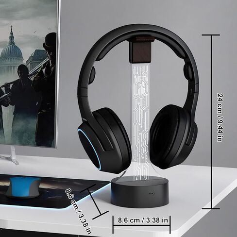 حامل سماعات الرأس المضيء من YuanDian للمكتب، حامل سماعات الألعاب RGB مع 16 لونًا لديكور غرفة الألعاب، هدايا رائعة للاعبين لصديقك (PCB) in Kuwait