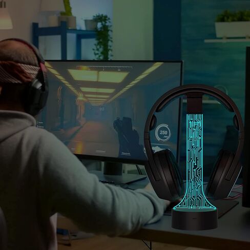 حامل سماعات الرأس المضيء من YuanDian للمكتب، حامل سماعات الألعاب RGB مع 16 لونًا لديكور غرفة الألعاب، هدايا رائعة للاعبين لصديقك (PCB) in Kuwait