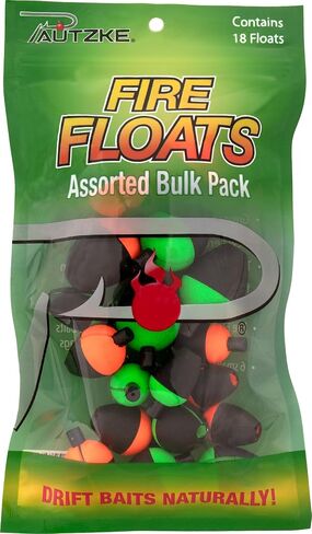 Pautzke Bait Fire Float Trout Fishing Bobbers، تصميم ذو لونين، خفيف الوزن، متين، مثالي للجداول الصغيرة، والجداول، والأنهار، والبحيرات، متوفر في عبوات كبيرة، كبيرة، كومبو، صغيرة in Kuwait