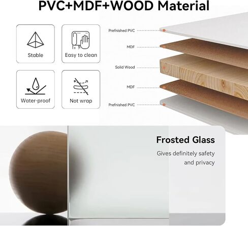 S&Z TOPHAND® 50 بوصة × 80 بوصة زجاج MDF BarnDoor، سطح PVC، تجميع بسيط يمكنك صنعه بنفسك. الباب فقط، لا يوجد مجموعة أدوات منزلقة. in Kuwait