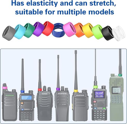 12Pcs Two Way Radio Antenna Rubber Ring Color Bands Antenna Topper Compatible with H-777 RT22 RT21 Baofeng BF-888S BF-T20 UV-5R UV-5RH Walkie Talkies,Rubber Ring Identify and Classify in Kuwait