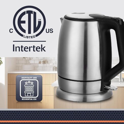 Newhouse 1200W 60-fl. oz. Stainless Steel Electric Kettle NHEK-001, Electric Tea Pot for Boiling Water, Auto Shut Off Electric Tea Kettle, ETL Certified for Hospitality and Residential Use in Kuwait