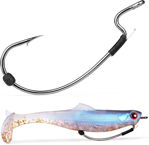 OJY&DOIIIY خطاف صيد دودة EWG، نظام حفظ الطعم المزدوج المضاد للانزلاق ذو فجوة واسعة خطاف تكساس للطعوم البلاستيكية الناعمة 40/30 حزمة 1/0 2/0 3/0 4/0 5/0 in Kuwait