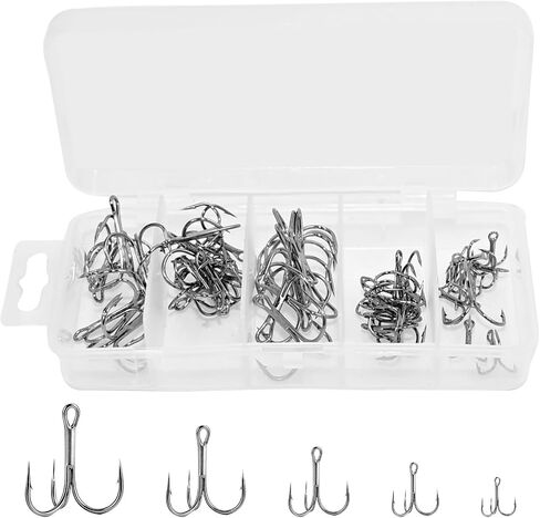 Fishing Hooks Treble Hooks Kit 50pcs Size#2#4#6#8#10 in Kuwait