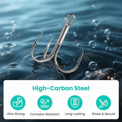 Fishing Hooks Treble Hooks Kit 50pcs Size#2#4#6#8#10 in Kuwait