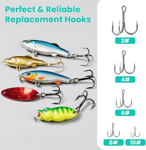 Fishing Hooks Treble Hooks Kit 50pcs Size#2#4#6#8#10 in Kuwait