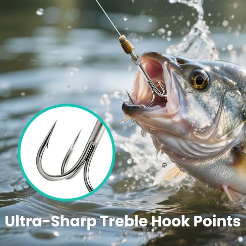 Fishing Hooks Treble Hooks Kit 50pcs Size#2#4#6#8#10 in Kuwait