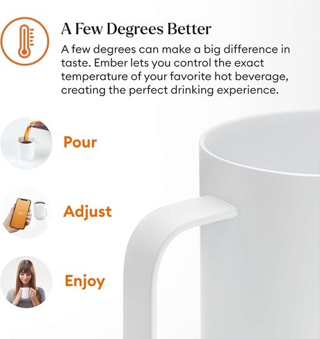 Ember Temperature Control Smart Mug 2, 10 Oz, App-Controlled Heated Coffee Mug with 80 Min Battery Life and Improved Design, White (Renewed) in Saudi Arabia
