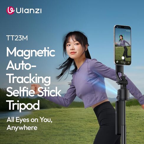 ULANZI TT23M 63" Magnetic Face Tracking Tripod for iPhone, 360° Smart Auto Face Tripod with Remote, Selfie Stick for MagSafe that Follows Your Movement for iPhone 17/16/15/14/13/Android/Camera/GoPro in Saudi Arabia
