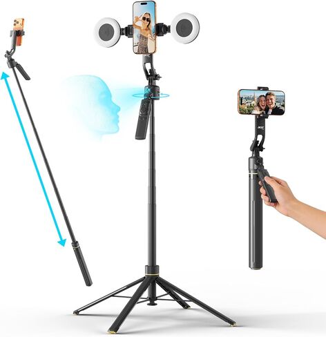 Acer Gadget Auto Face Tracking Tripod for iPhone – Magnetic Phone Mount Gesture Control Detachable Mini Ring Light 64" 360 Degree AI Tracking Phone Tripod for Vlogging YouTube TikTok Video Recording in Saudi Arabia