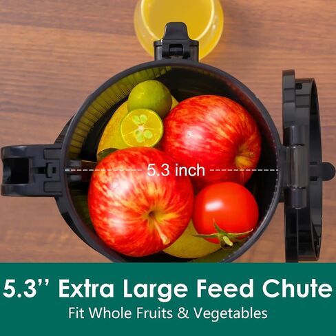 Cold Press Juicer Machines,Fretta Juicer Machines with PCTG Material from the USA,5.3" Extra Large Feed Chute Fit Whole Fruits & Vegetables,Truly BPA-Free,Easy to Clean,250W (Red, 1.8L) in Saudi Arabia
