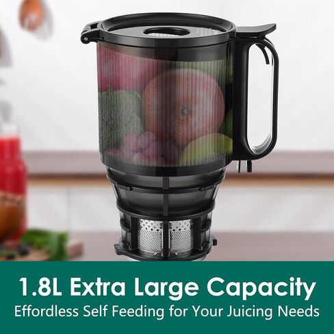Cold Press Juicer Machines,Fretta Juicer Machines with PCTG Material from the USA,5.3" Extra Large Feed Chute Fit Whole Fruits & Vegetables,Truly BPA-Free,Easy to Clean,250W (Red, 1.8L) in Saudi Arabia
