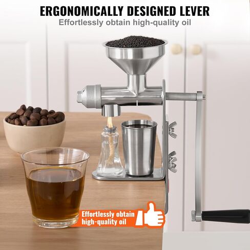 VEVOR Manual Oil Press Machine, Stainless Steel Oil Extractor Machine, Detachable Oil Presser for Effortless Cleaning, Household Oil Expeller for Pressing Peanuts, Sesame Seeds, Rapeseed, Tea Seeds in Saudi Arabia