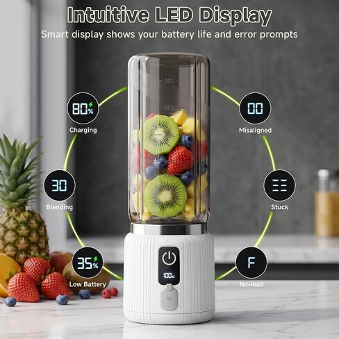 COKUNST Portable Blender, Smoothie Blender with LED Display, 17 oz, White in Kuwait