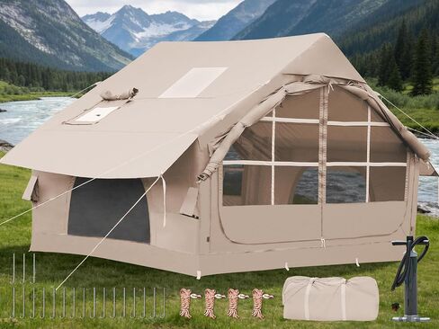 Inflatable Camping Tent,2/4/6/8/10 Person Glamping Inflatable Tents, Quick Setup Blow Up Tents with Pump, Waterproof Inflatable Tent for Camping, Air Glamping Tents for Adult in Kuwait