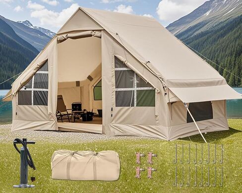 Inflatable Camping Tent,2/4/6/8/10 Person Glamping Inflatable Tents, Quick Setup Blow Up Tents with Pump, Waterproof Inflatable Tent for Camping, Air Glamping Tents for Adult in Kuwait