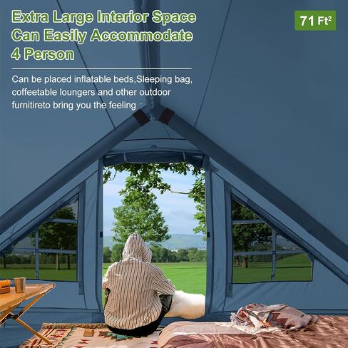 Inflatable Camping Tent,2/4/6/8/10 Person Glamping Inflatable Tents, Quick Setup Blow Up Tents with Pump, Waterproof Inflatable Tent for Camping, Air Glamping Tents for Adult in Kuwait