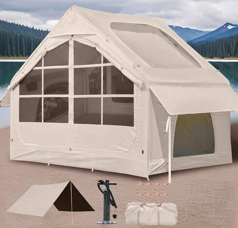 Inflatable Camping Tent,2/4/6/8/10 Person Glamping Inflatable Tents, Quick Setup Blow Up Tents with Pump, Waterproof Inflatable Tent for Camping, Air Glamping Tents for Adult in Kuwait