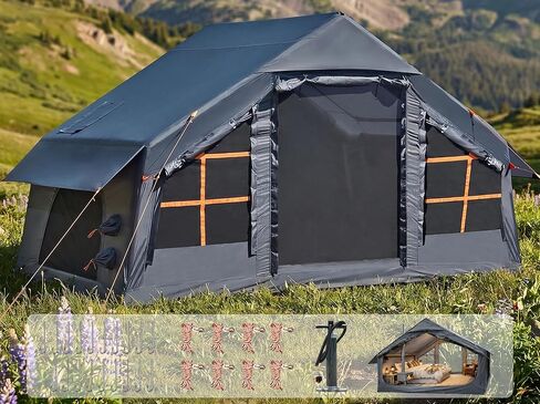 Inflatable Camping Tent,2/4/6/8/10 Person Glamping Inflatable Tents, Quick Setup Blow Up Tents with Pump, Waterproof Inflatable Tent for Camping, Air Glamping Tents for Adult in Kuwait