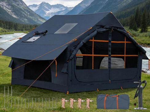 Inflatable Camping Tent,2/4/6/8/10 Person Glamping Inflatable Tents, Quick Setup Blow Up Tents with Pump, Waterproof Inflatable Tent for Camping, Air Glamping Tents for Adult in Kuwait
