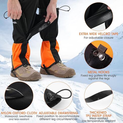 Leg Gaiters for Men and Women Waterproof Adjustable Gators for Hiking Boots in Climbing Hunting Trekking & Fishing Snow Gaiters (Green L) in Saudi Arabia