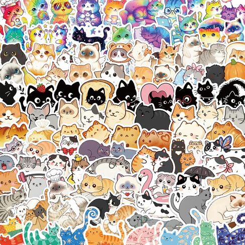 300 Cute Cat Stickers – Waterproof Vinyl Kawaii Style Stickers for Kids, Perfect for Water Bottles, Laptops, Luggage, Guitars, and Scrapbook Decorations in Kuwait