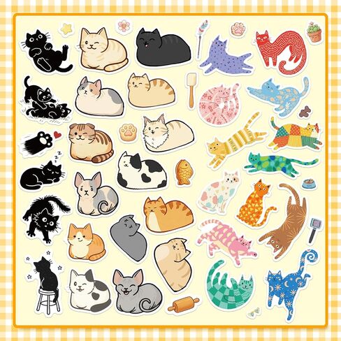 300 Cute Cat Stickers – Waterproof Vinyl Kawaii Style Stickers for Kids, Perfect for Water Bottles, Laptops, Luggage, Guitars, and Scrapbook Decorations in Kuwait